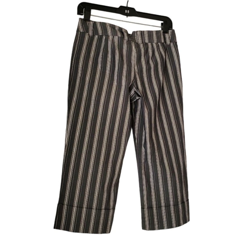 Ann Taylor Loft Striped Cuffed Crop Pants | Like New | 2P | Charcoal White - Picture 6 of 16